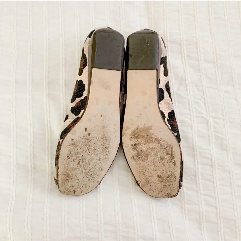 STUART WEITZMAN canvas leopard print flats